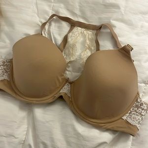Soma 40C Embraceable Full Coverage Lace Bra Nude and White Lace Like New